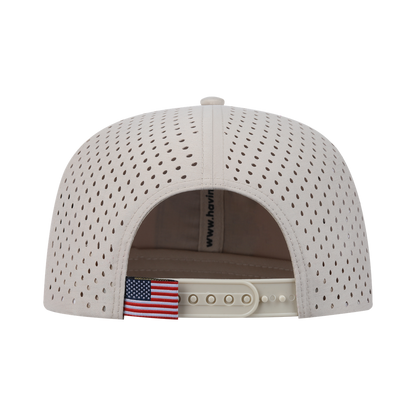 Wolf 6-Panel Microfiber Laser Hole Trucker Hat with Beige front and Beige back