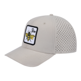 Bee 6-Panel Microfiber Laser Hole Trucker Hat with Beige front and Beige back