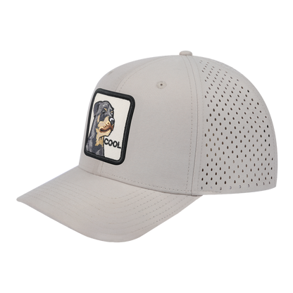 Cool 6-Panel Microfiber Laser Hole Trucker Hat with Beige front and Beige back