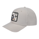 Cow 6-Panel Microfiber Laser Hole Trucker Hat with Beige front and Beige back