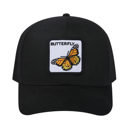 Butterfly 6-Panel Microfiber Laser Hole Trucker Hat with Black front and Black back