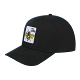 Bee 6-Panel Microfiber Laser Hole Trucker Hat with Black front and Black back