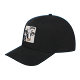 Cow 6-Panel Microfiber Laser Hole Trucker Hat with Black front and Black back