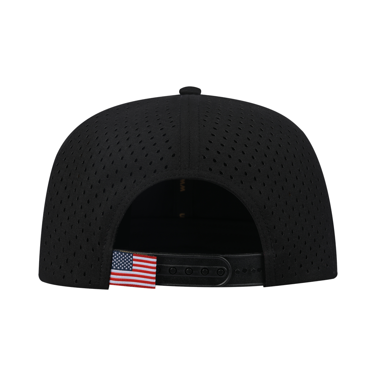 Hunter 6-Panel Microfiber Laser Hole Trucker Hat with Black front and Black back