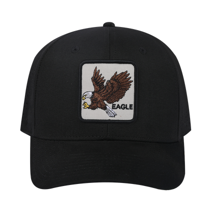 Eagle 6-Panel Microfiber Laser Hole Trucker Hat with Black front and Black back