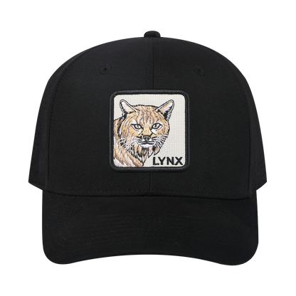 Lynx 6-Panel Microfiber Laser Hole Trucker Hat with Black front and Black back