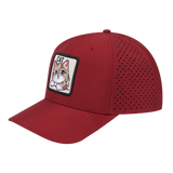 Cat 6-Panel Microfiber Laser Hole Trucker Hat with Dark Red front and Dark Red back