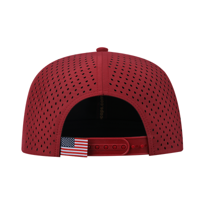 Wolf 6-Panel Microfiber Laser Hole Trucker Hat with Dark Red front and Dark Red back