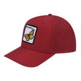 Butterfly 6-Panel Microfiber Laser Hole Trucker Hat with Dark Red front and Dark Red back