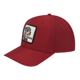 Cool 6-Panel Microfiber Laser Hole Trucker Hat with Dark Red front and Dark Red back