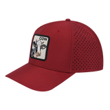 Cow 6-Panel Microfiber Laser Hole Trucker Hat with Dark Red front and Dark Red back