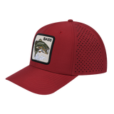 Bass 6-Panel Microfiber Laser Hole Trucker Hat with Dark Red front and Dark Red back