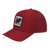 Eagle 6-Panel Microfiber Laser Hole Trucker Hat with Dark Red front and Dark Red back