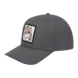 Cat 6-Panel Microfiber Laser Hole Trucker Hat with Grey front and Grey back