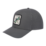 Dragonfly 6-Panel Microfiber Laser Hole Trucker Hat with Grey front and Grey back