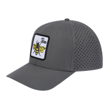 Bee 6-Panel Microfiber Laser Hole Trucker Hat with Grey front and Grey back