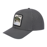 Bass 6-Panel Microfiber Laser Hole Trucker Hat with Grey front and Grey back