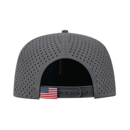 Lynx 6-Panel Microfiber Laser Hole Trucker Hat with Grey front and Grey back