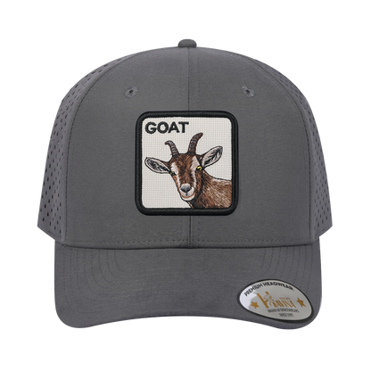 Goat 6-Panel Microfiber Laser Hole Trucker Hat with Grey front and Grey back