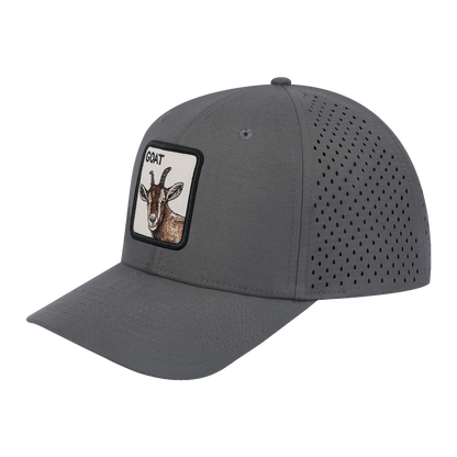 Goat 6-Panel Microfiber Laser Hole Trucker Hat with Grey front and Grey back