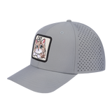 Cat 6-Panel Microfiber Laser Hole Trucker Hat with Light Grey front and Light Grey back