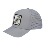 Dragonfly 6-Panel Microfiber Laser Hole Trucker Hat with Light Grey front and Light Grey back