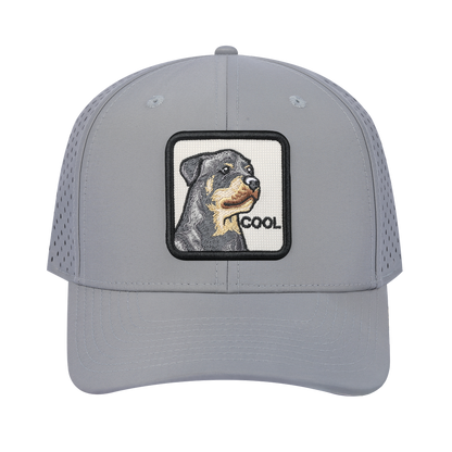 Cool 6-Panel Microfiber Laser Hole Trucker Hat with Light Grey front and Light Grey back