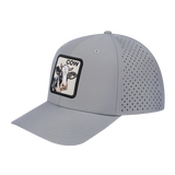 Cow 6-Panel Microfiber Laser Hole Trucker Hat with Light Grey front and Light Grey back