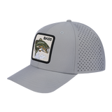 Bass 6-Panel Microfiber Laser Hole Trucker Hat with Light Grey front and Light Grey back