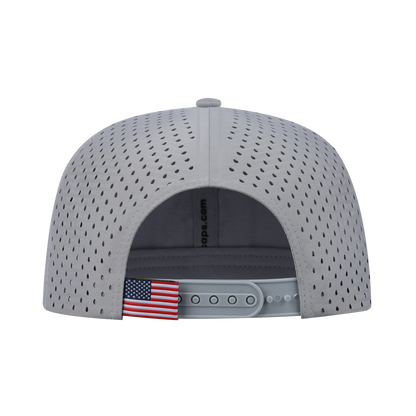 Red Fox 6-Panel Microfiber Laser Hole Trucker Hat with Light Grey front and Light Grey back