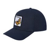 Butterfly 6-Panel Microfiber Laser Hole Trucker Hat with Navy front and Navy back