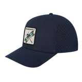 Dragonfly 6-Panel Microfiber Laser Hole Trucker Hat with Navy front and Navy back