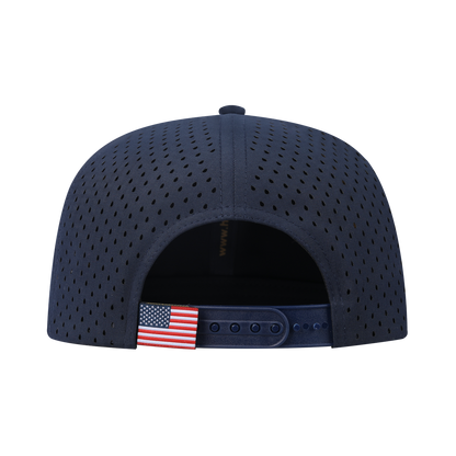 Leopard 6-Panel Microfiber Laser Hole Trucker Hat with Navy front and Navy back