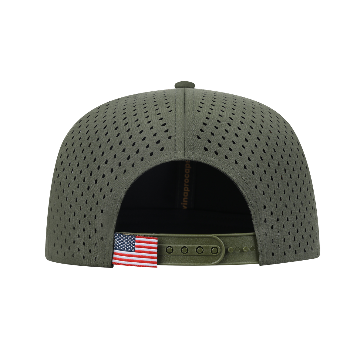 Wolf 6-Panel Microfiber Laser Hole Trucker Hat with Olive front and Olive back