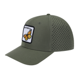 Butterfly 6-Panel Microfiber Laser Hole Trucker Hat with Olive front and Olive back