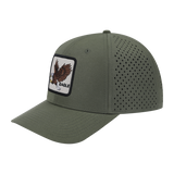Eagle 6-Panel Microfiber Laser Hole Trucker Hat with Olive front and Olive back