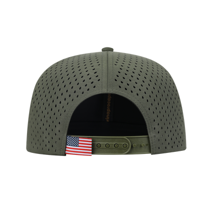 Eagle 6-Panel Microfiber Laser Hole Trucker Hat with Olive front and Olive back