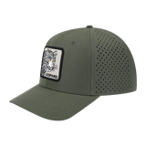 Leopard 6-Panel Microfiber Laser Hole Trucker Hat with Olive front and Olive back