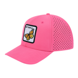 Butterfly 6-Panel Microfiber Laser Hole Trucker Hat with Pink front and Pink back