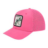 Dragonfly 6-Panel Microfiber Laser Hole Trucker Hat with Pink front and Pink back