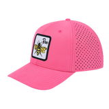 Bee 6-Panel Microfiber Laser Hole Trucker Hat with Pink front and Pink back