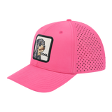 Cool 6-Panel Microfiber Laser Hole Trucker Hat with Pink front and Pink back
