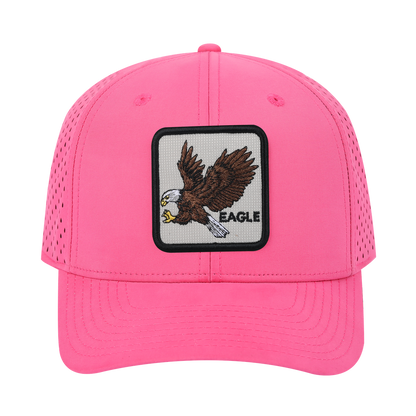 Eagle 6-Panel Microfiber Laser Hole Trucker Hat with Pink front and Pink back