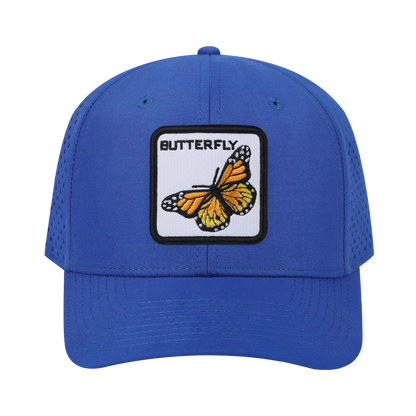 Butterfly 6-Panel Microfiber Laser Hole Trucker Hat with Royal Blue front and Royal Blue back
