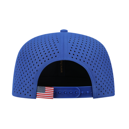 Bee 6-Panel Microfiber Laser Hole Trucker Hat with Royal Blue front and Royal Blue back