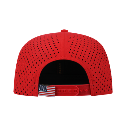 Flamingo 6-Panel Microfiber Laser Hole Trucker Hat with Red front and Red back