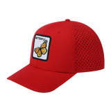 Butterfly 6-Panel Microfiber Laser Hole Trucker Hat with Red front and Red back