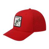 Dragonfly 6-Panel Microfiber Laser Hole Trucker Hat with Red front and Red back
