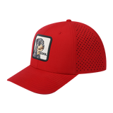 Cool 6-Panel Microfiber Laser Hole Trucker Hat with Red front and Red back