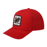 Eagle 6-Panel Microfiber Laser Hole Trucker Hat with Red front and Red back